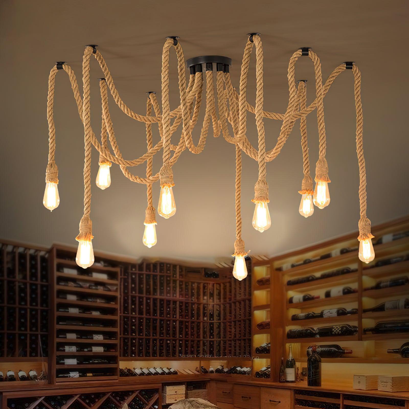 Hemp Rope Scattered Flower Chandelier - Letslighting