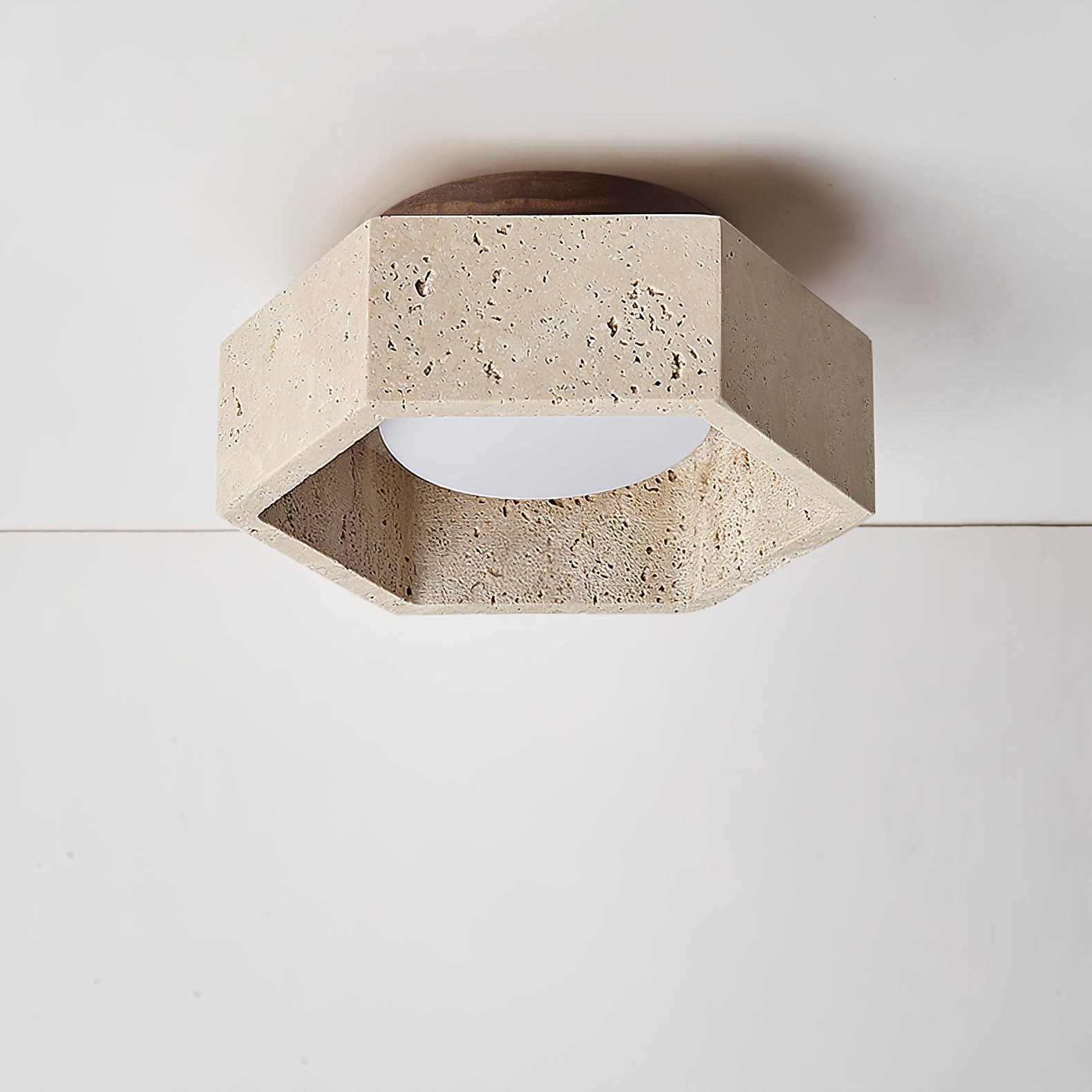 Hexara Travertine Hexagonal Ceiling Light - Letslighting