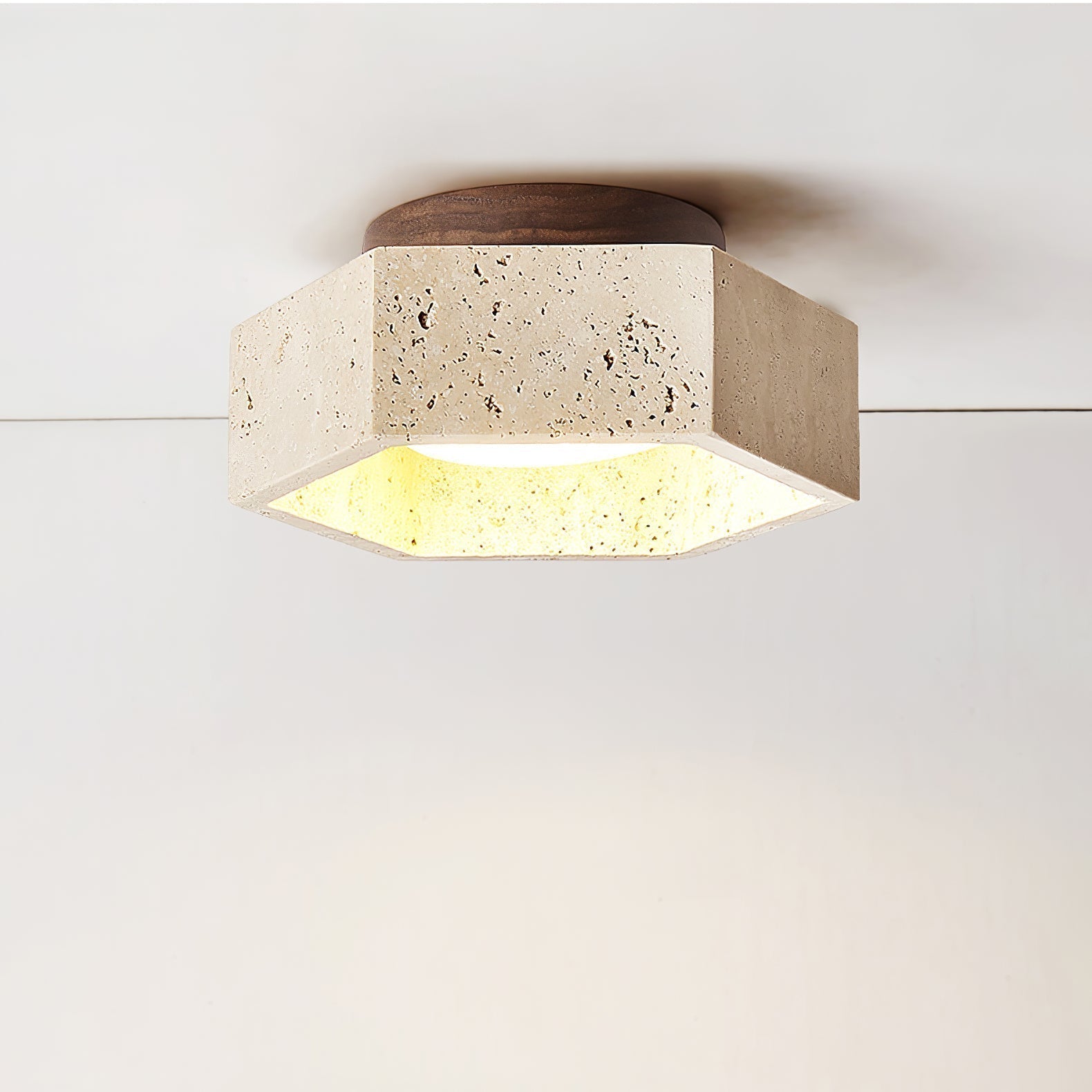 Hexara Travertine Hexagonal Ceiling Light - Letslighting