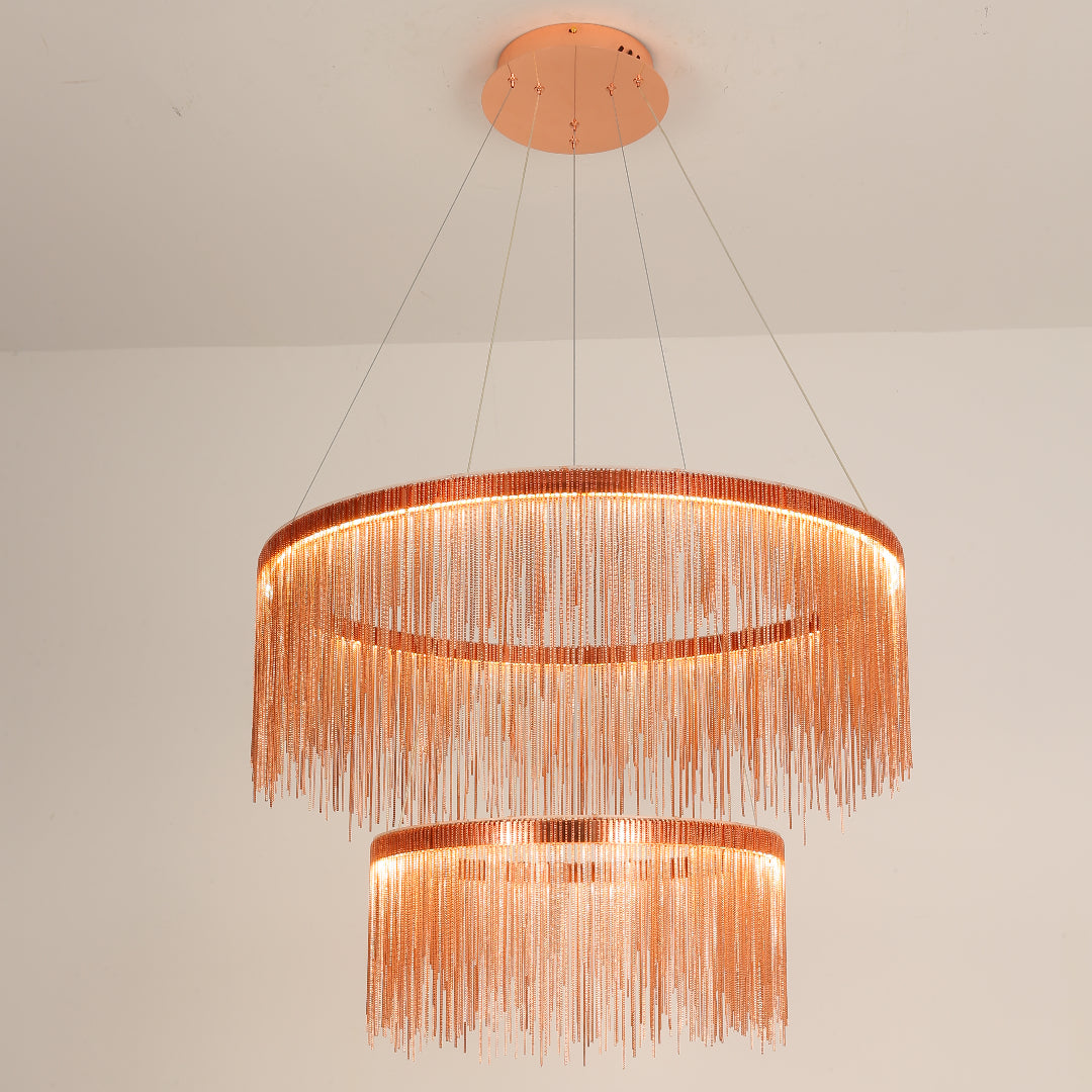 Arisha Decorativa Circulo Metal Lámpara Colgante Plata/Ora Rosa