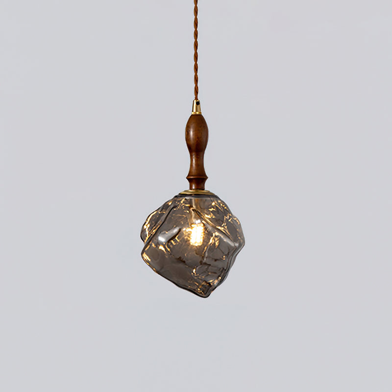 Pendant Light Walnut Wood Glass Cube - Letslighting