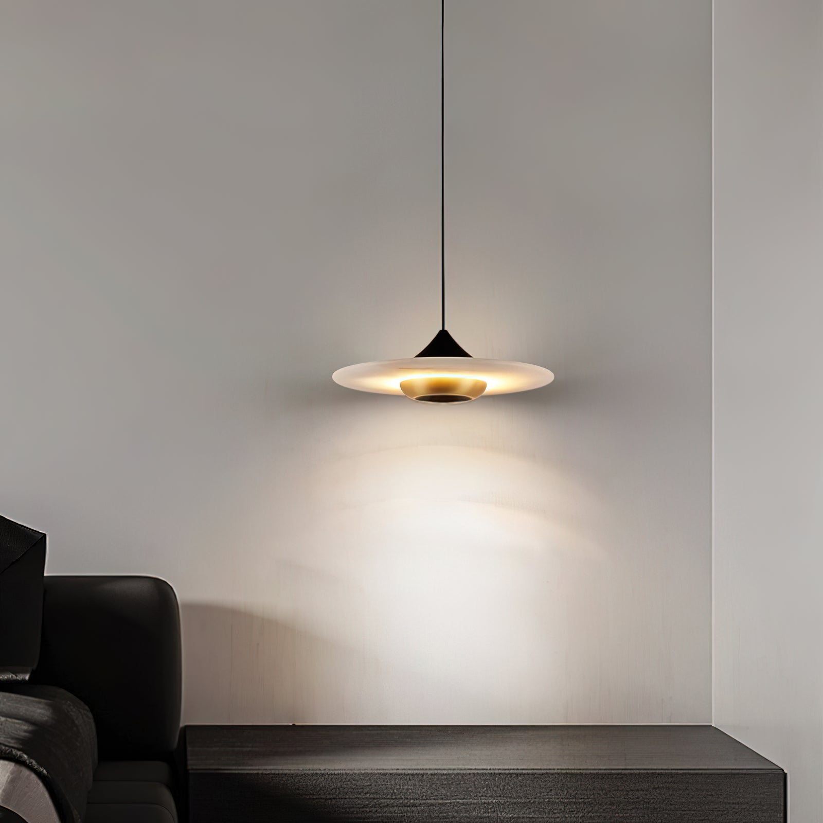 Cimirora Modern Minimalist LED Alabaster Pendant Light - Lamp Copper