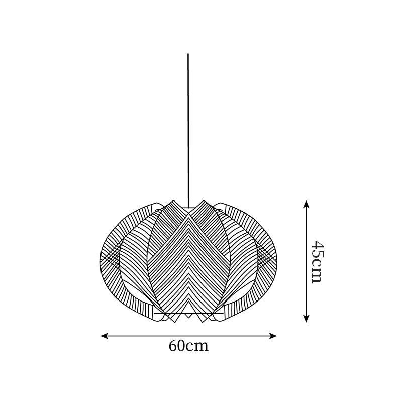 Pendant Light with Fabric Shade, Wooden Frame, and Wire Detail - Letslighting