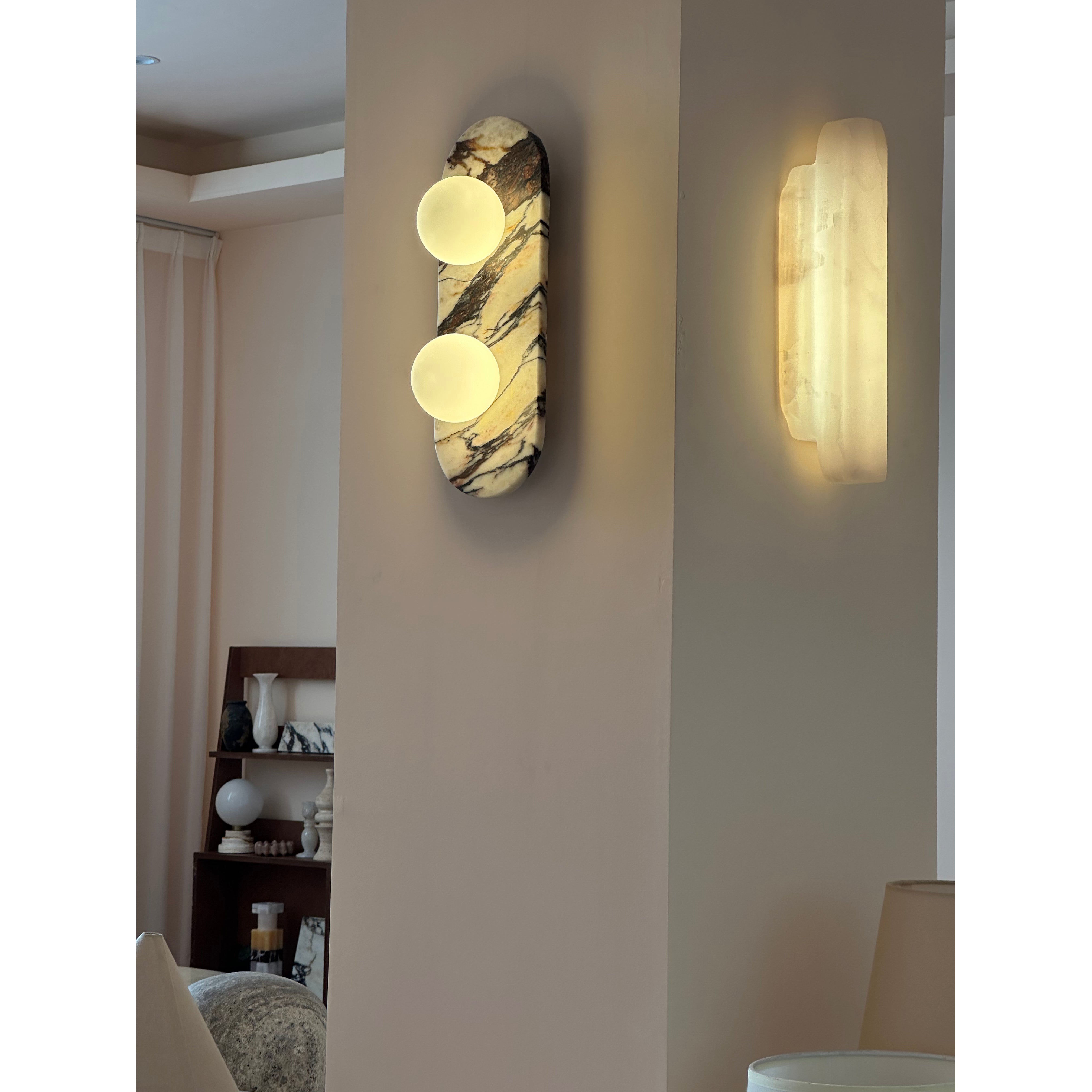 Eurcara Modern Minimalist Natural Marble Wall Lamp - Lamp Copper