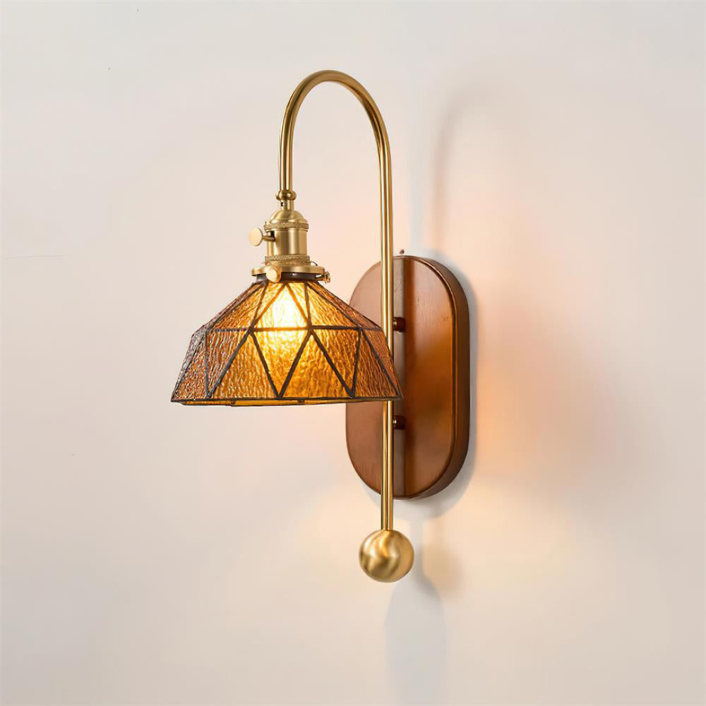 Wall Lamp Metal and Glass Smooth Globe with Wooden Backplate - Letslighting