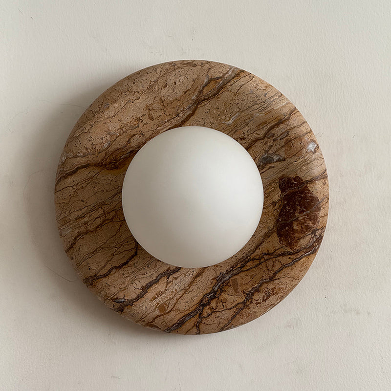 Alsorarae Modern Minimalist Beige Glass Marble Sconce Wall Lamp - Lamp Copper