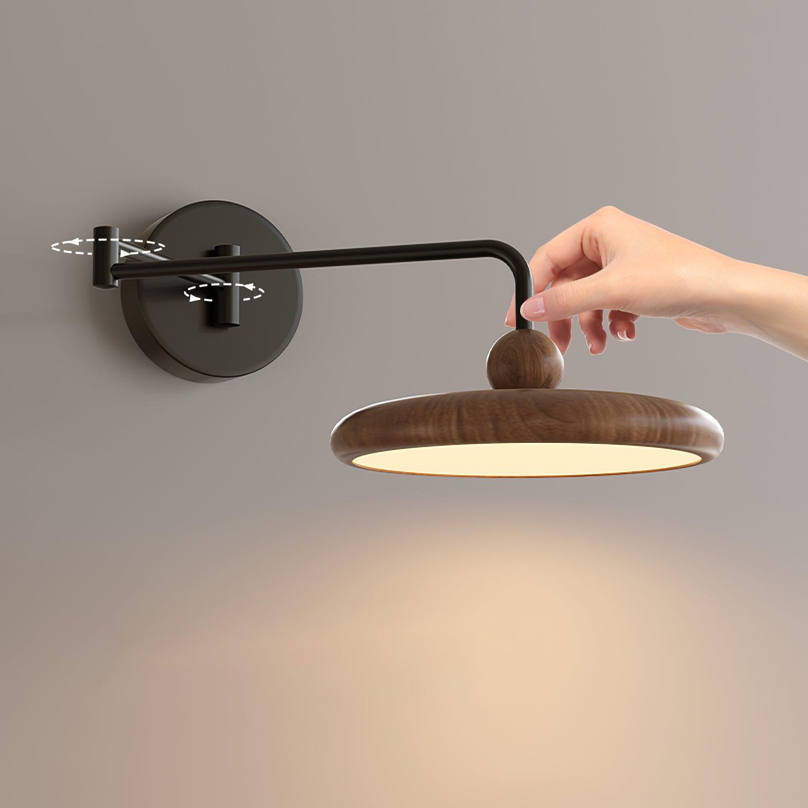 Kenshika Wooden Disc Black Wall Light - Letslighting