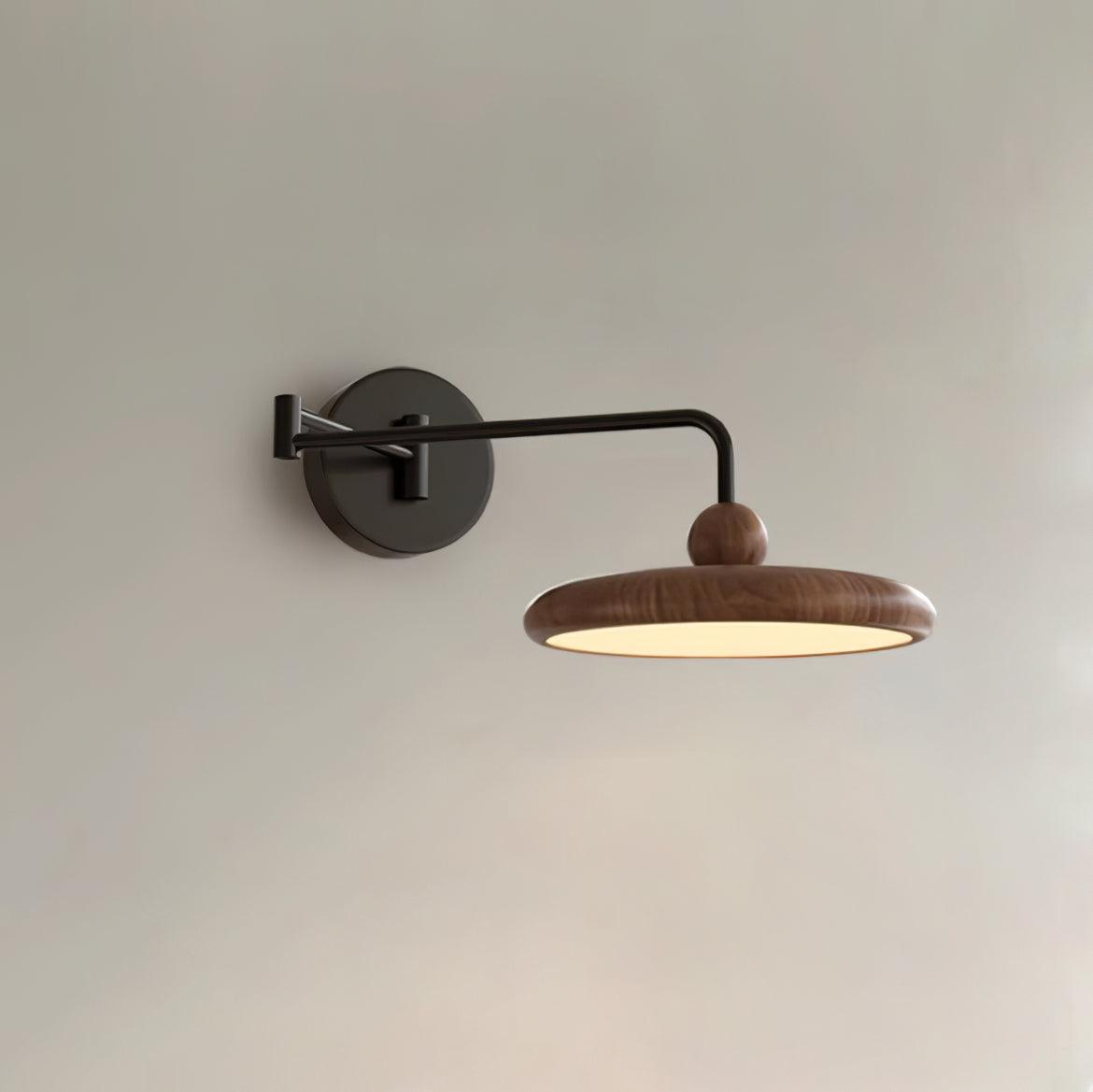 Kenshika Wooden Disc Black Wall Light - Letslighting