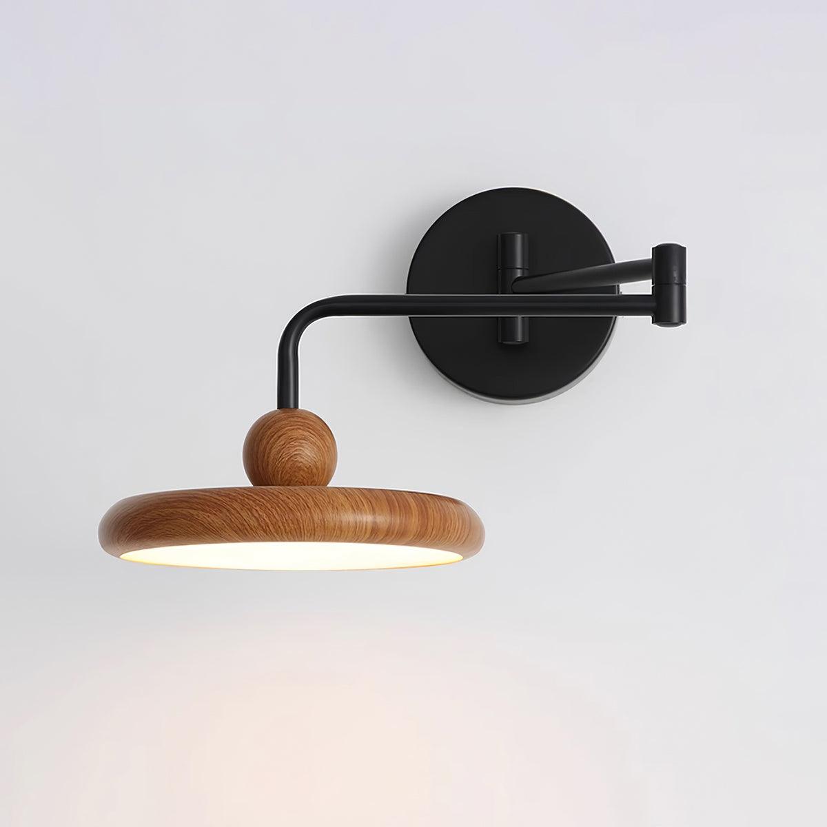 Kenshika Wooden Disc Black Wall Light - Letslighting