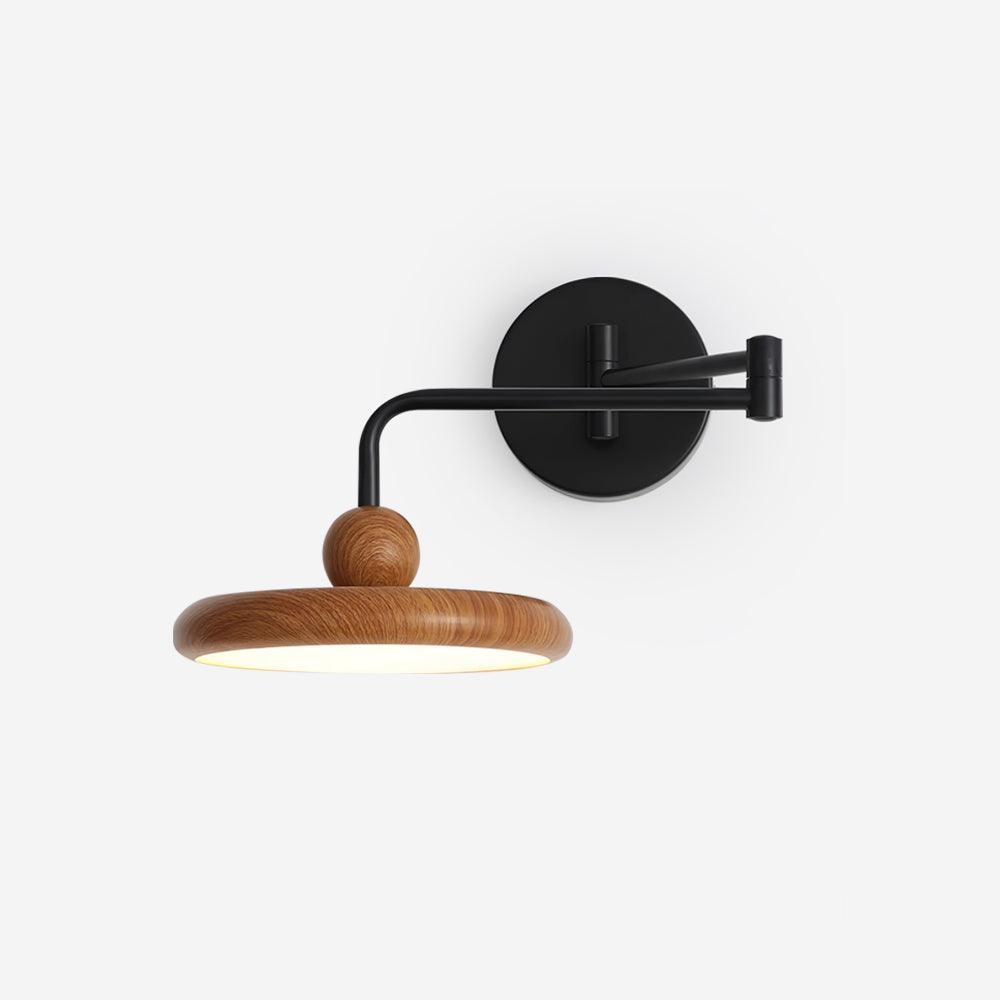 Kenshika Wooden Disc Black Wall Light - Letslighting