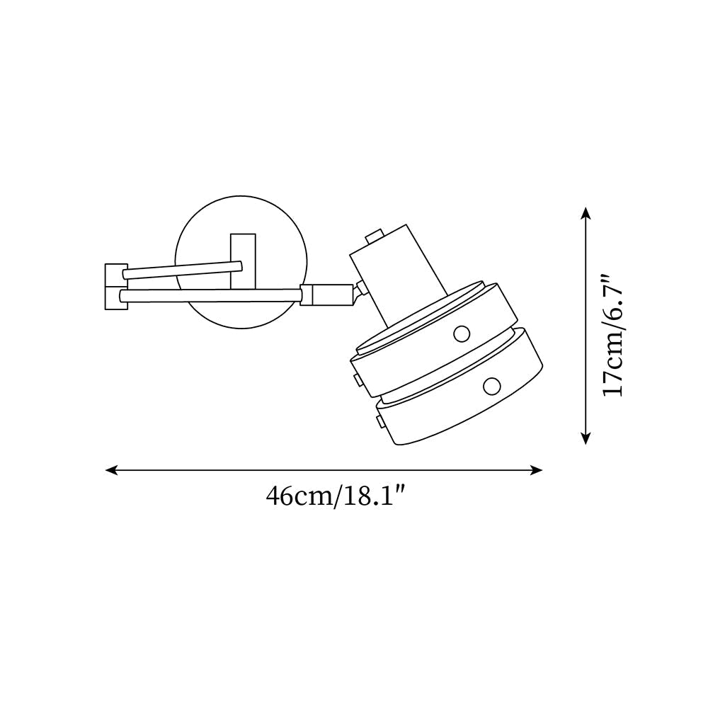 Wall Lamp Metal & Wood Barrel Shade Adjustable Mid-Century - Letslighting