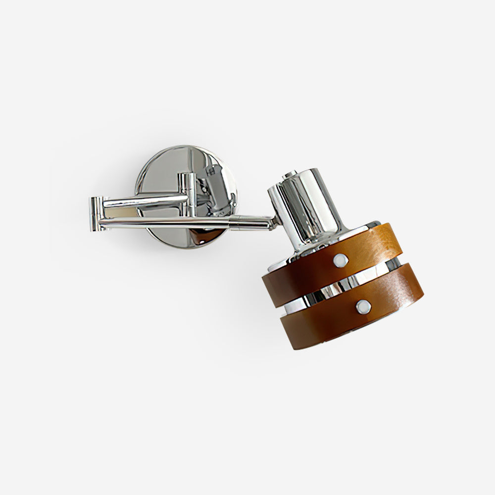 Wall Lamp Metal & Wood Barrel Shade Adjustable Mid-Century - Letslighting