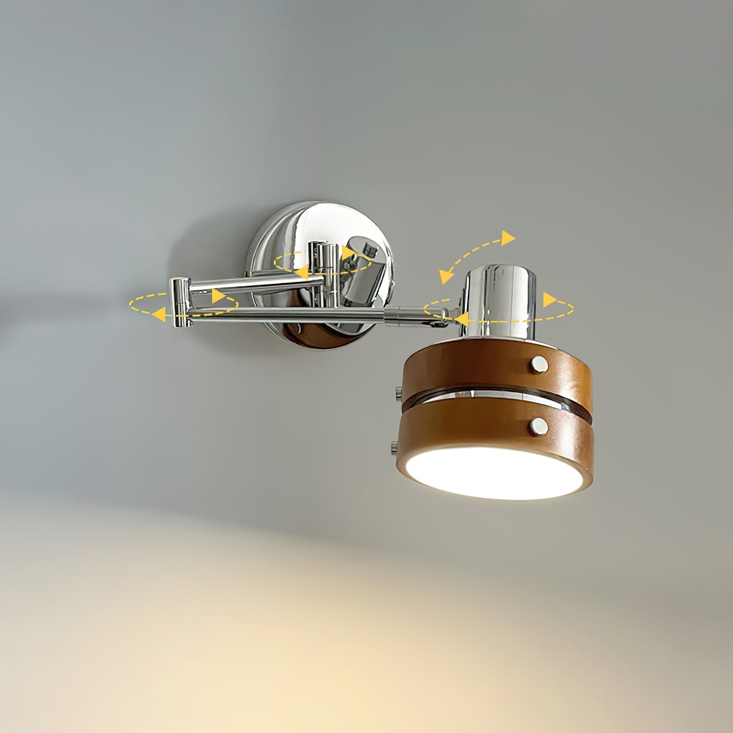 Wall Lamp Metal & Wood Barrel Shade Adjustable Mid-Century - Letslighting