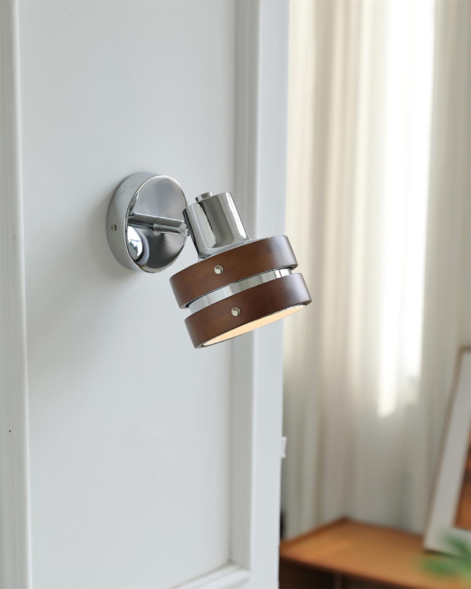 Wall Lamp Metal & Wood Barrel Shade Adjustable Warm Glow - Letslighting