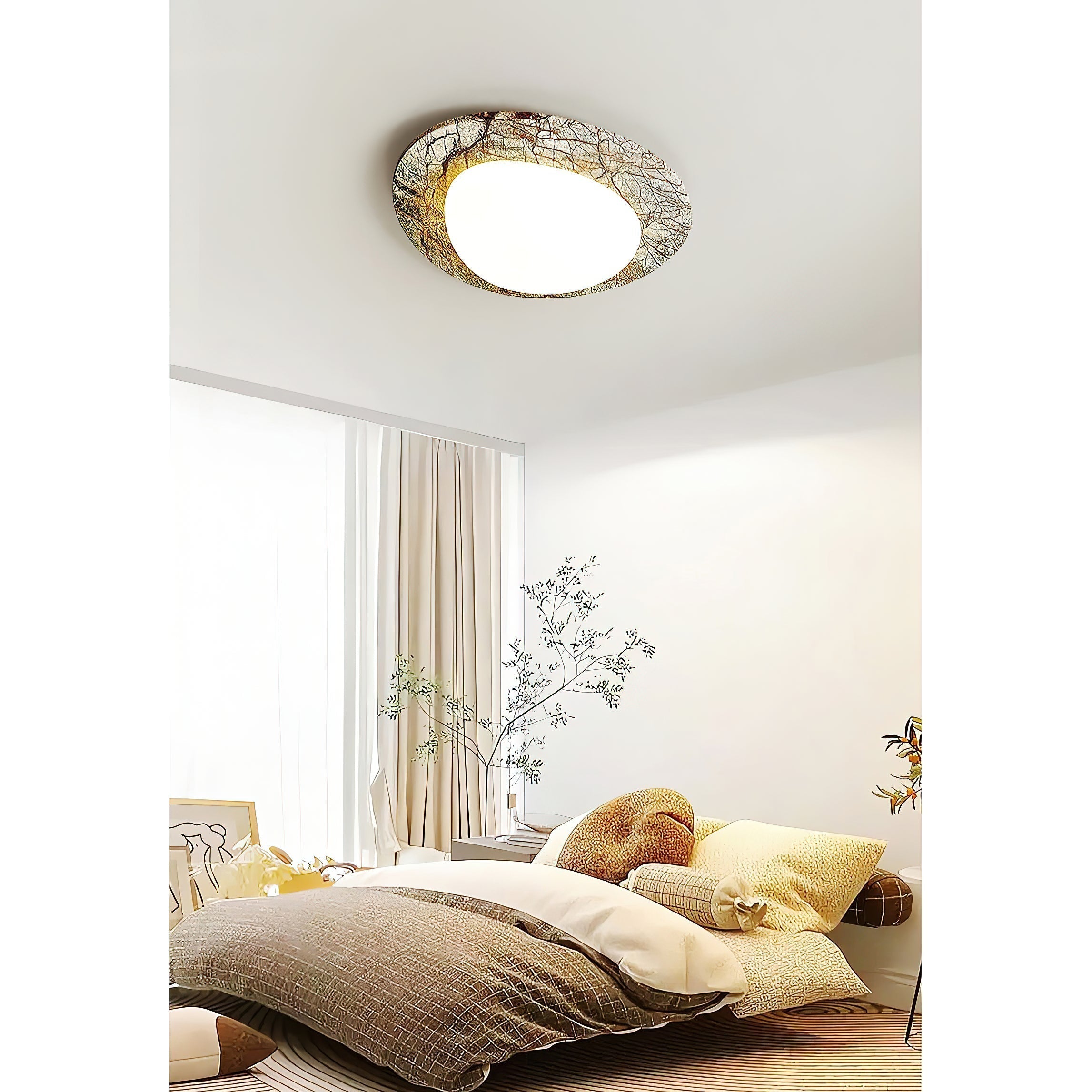 Cishaora Modern Minimalist White Marble Ceiling Lamp - Lamp Copper