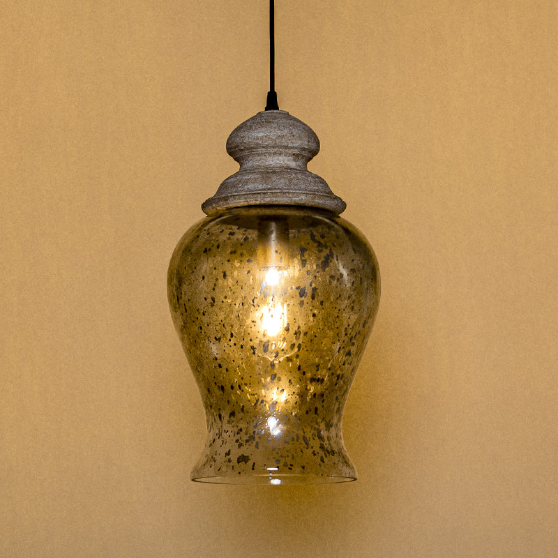 Ilvenel Vintage Industrial Wooden Glass Pendant Lamp - Lamp Copper