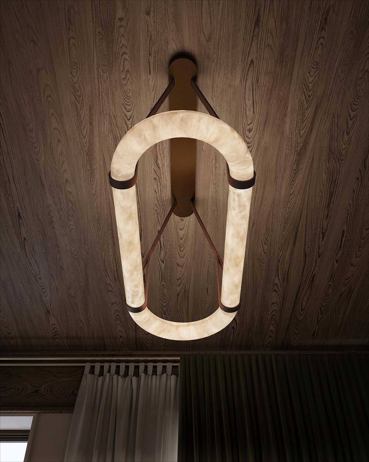 Kurve Chandelier Alabaster Ring Artificial leather - Letslighting