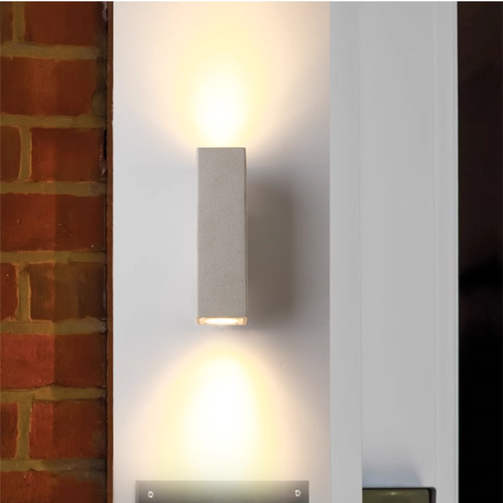 Auer Minimalista Rectangular Cemento Aplique de Pared Exterior Blanco