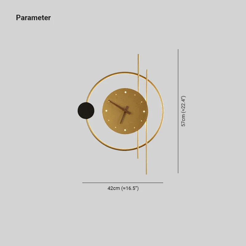 Arisha Diseño Reloj Metal/Vidrio Aplique de Pared Dorado/Negro