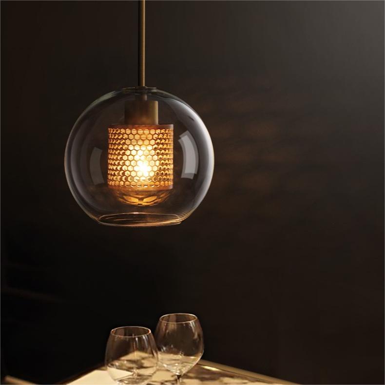 Arisha Industrial Bola/Cilíndrica Vidrio/Metal Lámpara Colgante Plata/Dorada