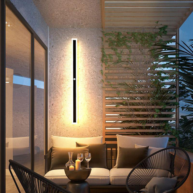 Edge Moderna Lineal Metal Aplique de Pared Exterior Negra