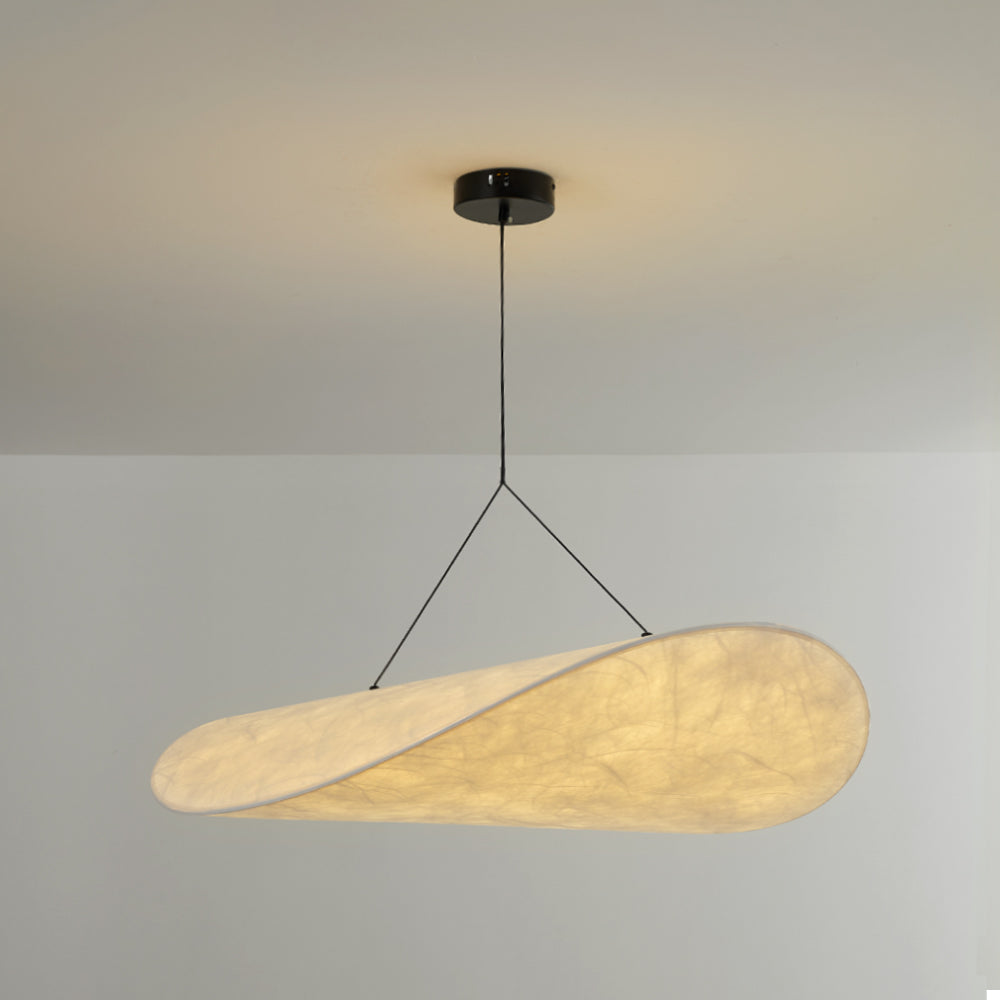 Ritta Simple Irregular Metal/Seda Lámpara Colgante Blanca