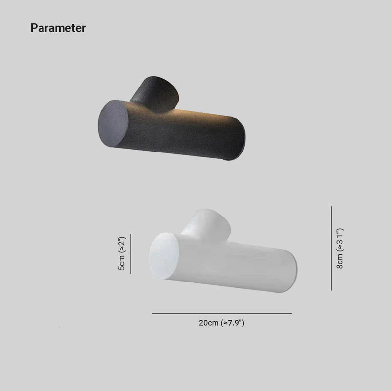 Ray Moderno Tubular Metal LED Aplique de Pared Exterior Negro/Blanco