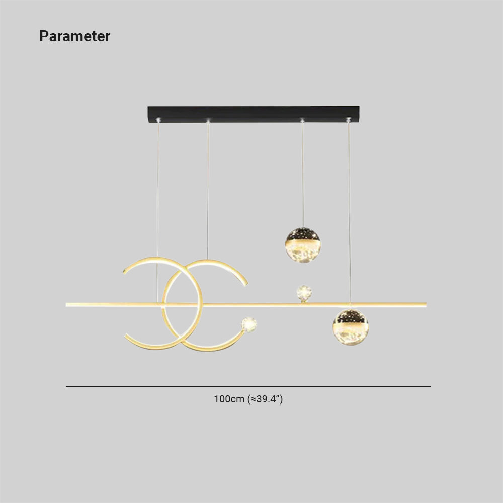 Arisha Lujo Decorativa Geométrica Metal/Cristal Lámpara Colgante Negra/Dorada