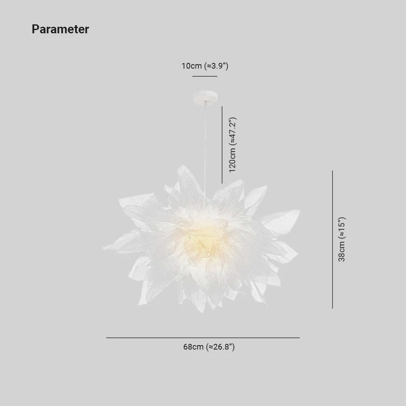 Bella Nórdica Diseño Flor Textil Lámpara Colgante Blanca
