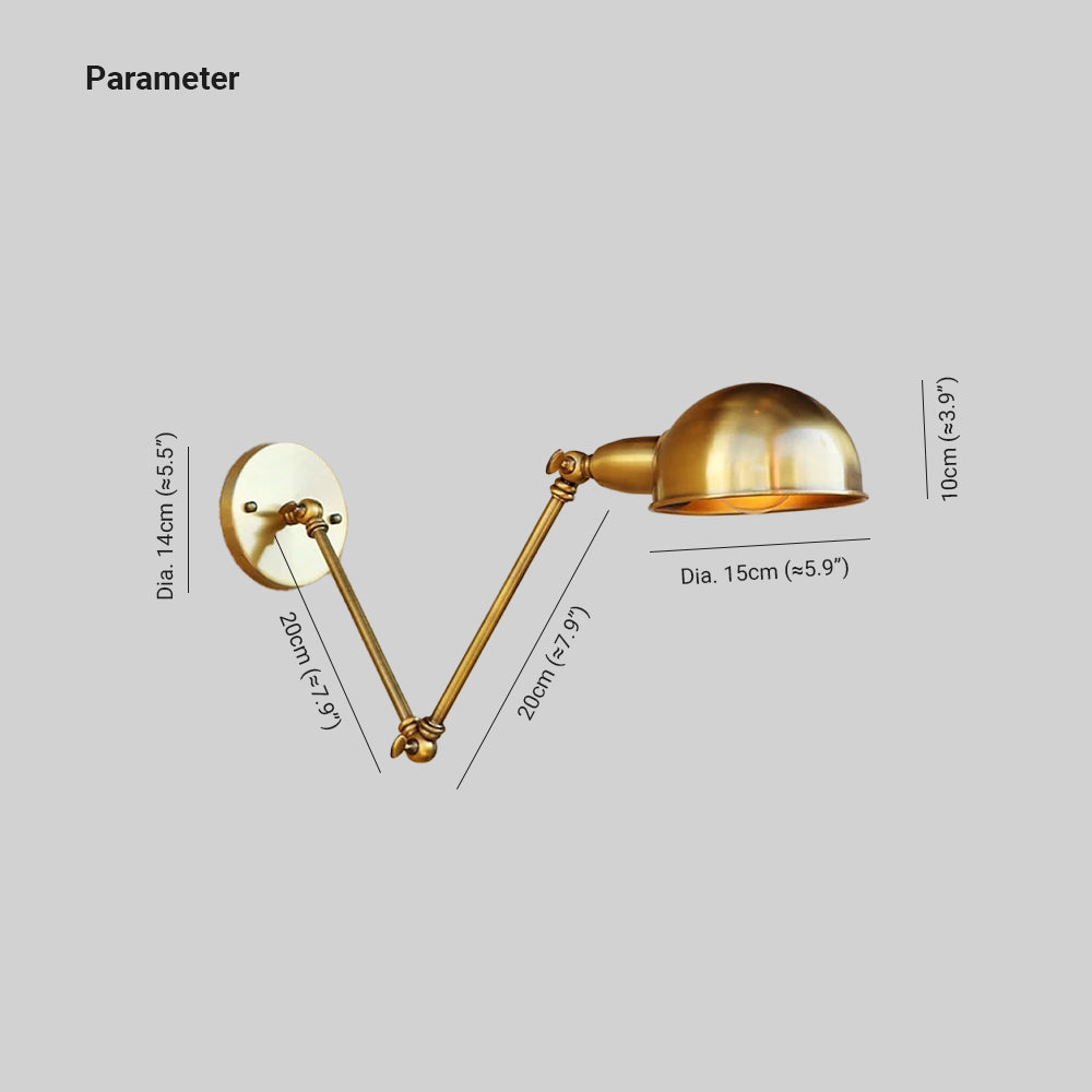 Epoch Vintage Industrial Semiesfera Aplique de Pared Bronce
