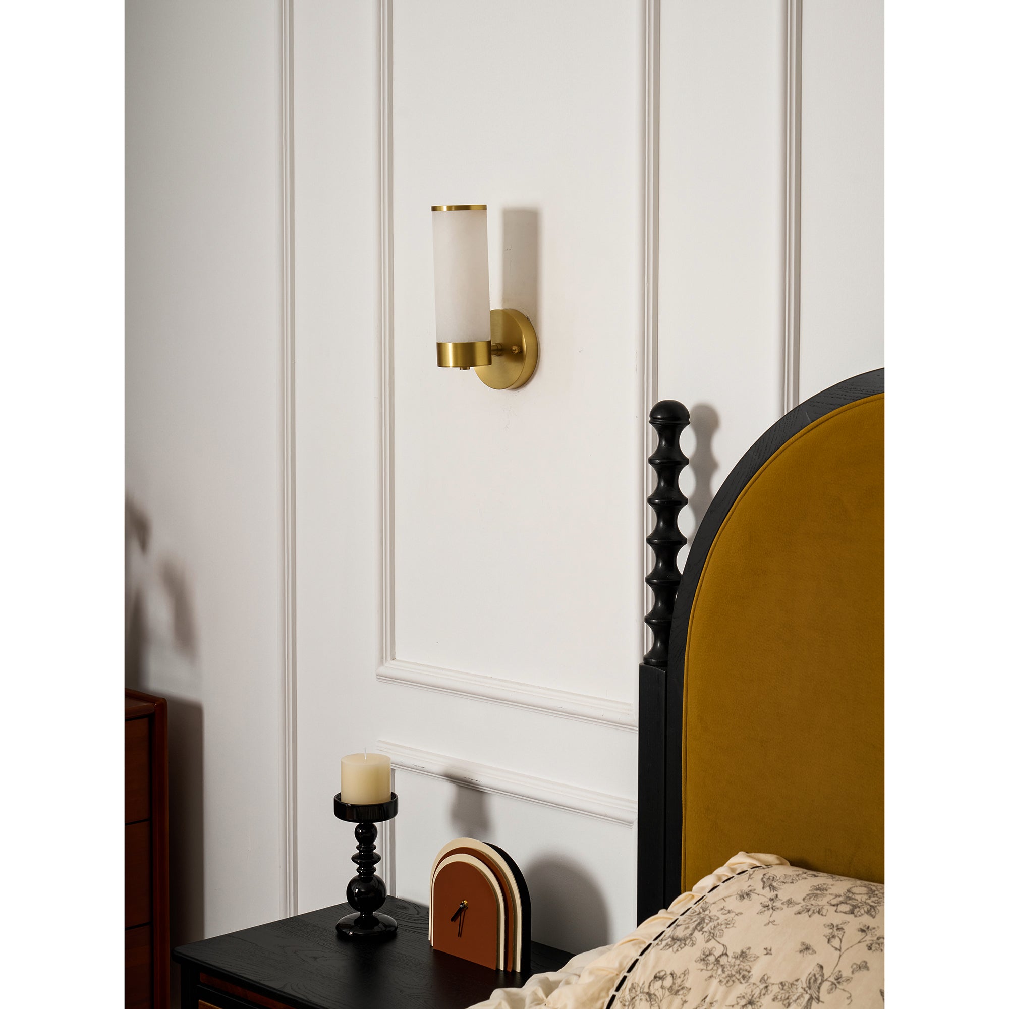 Olvynis Modern Minimalist Brass Alabaster Wall Lamp - Lamp Copper