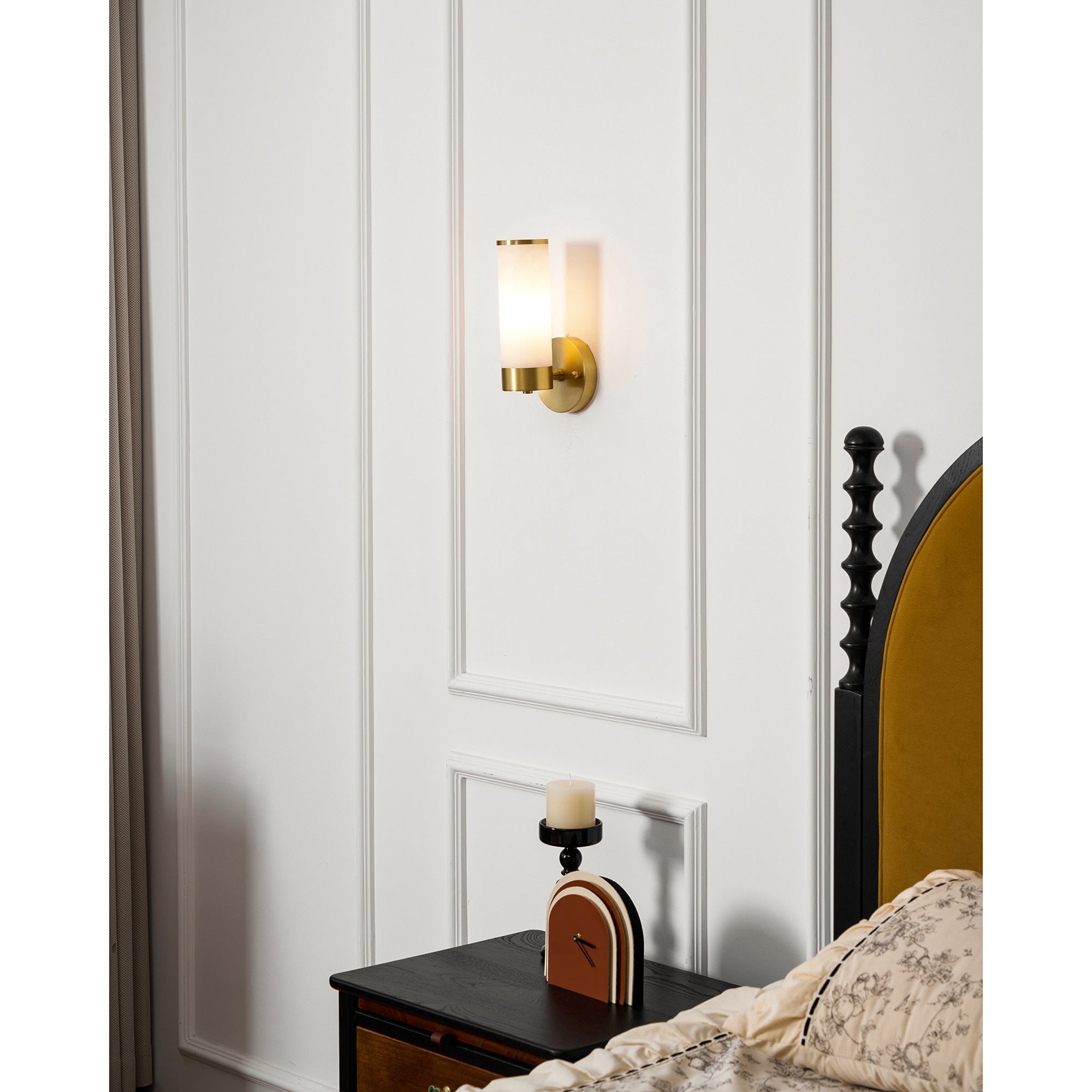 Olvynis Modern Minimalist Brass Alabaster Wall Lamp - Lamp Copper