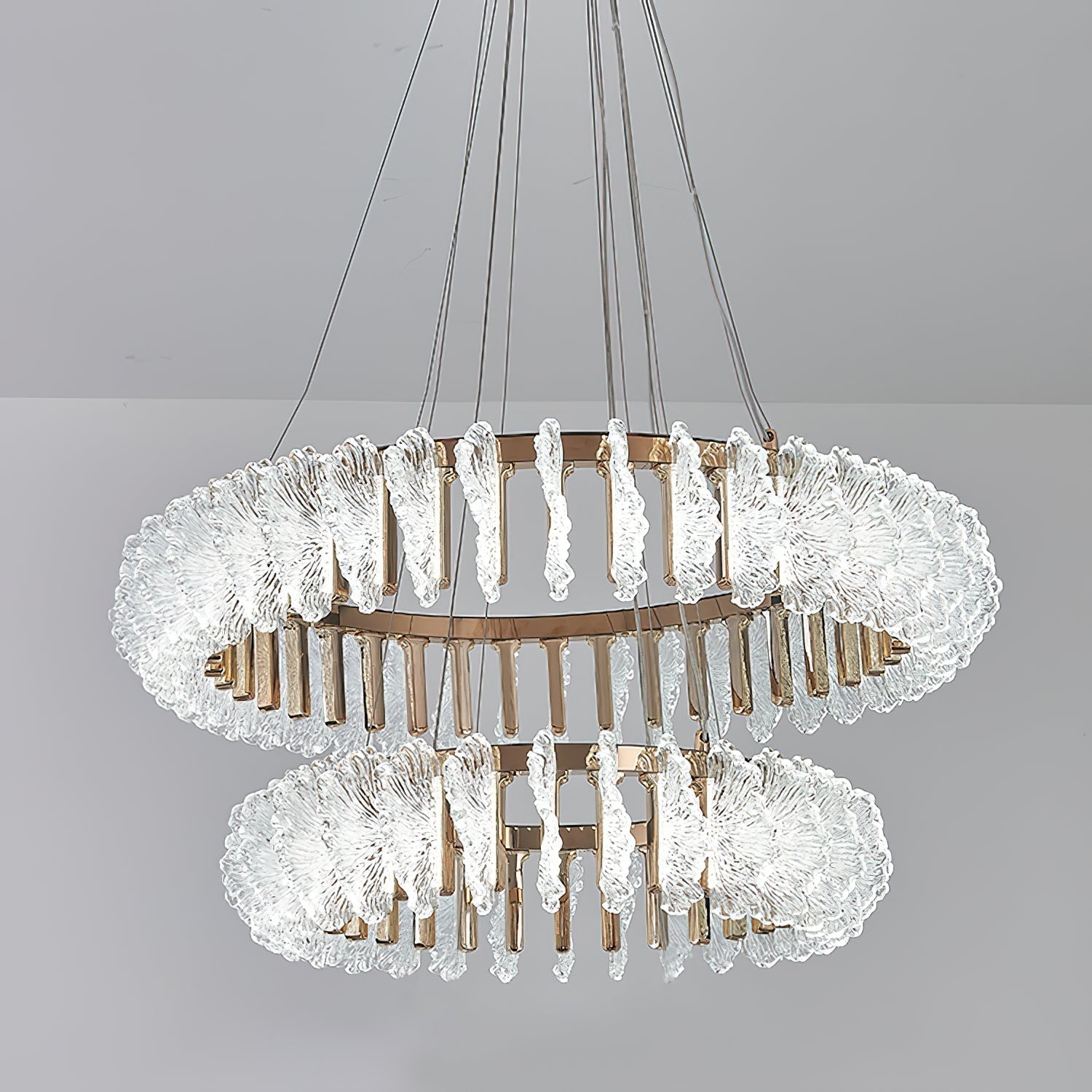 Ulcarir Luxury Leaf Glass Acrylic Chandelier - Lamp Copper