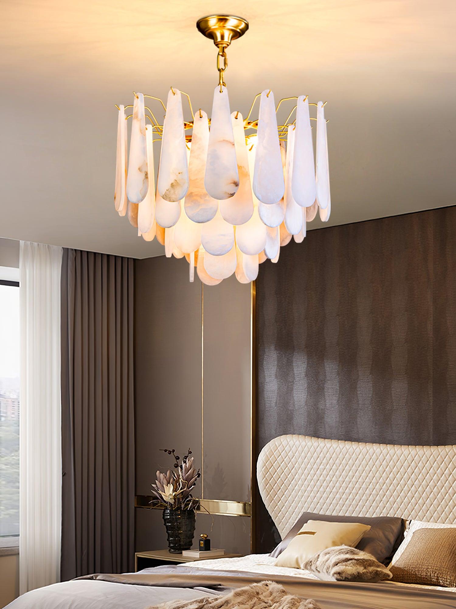 Ucararae Teardrop Alabaster Chandelier - Letslighting