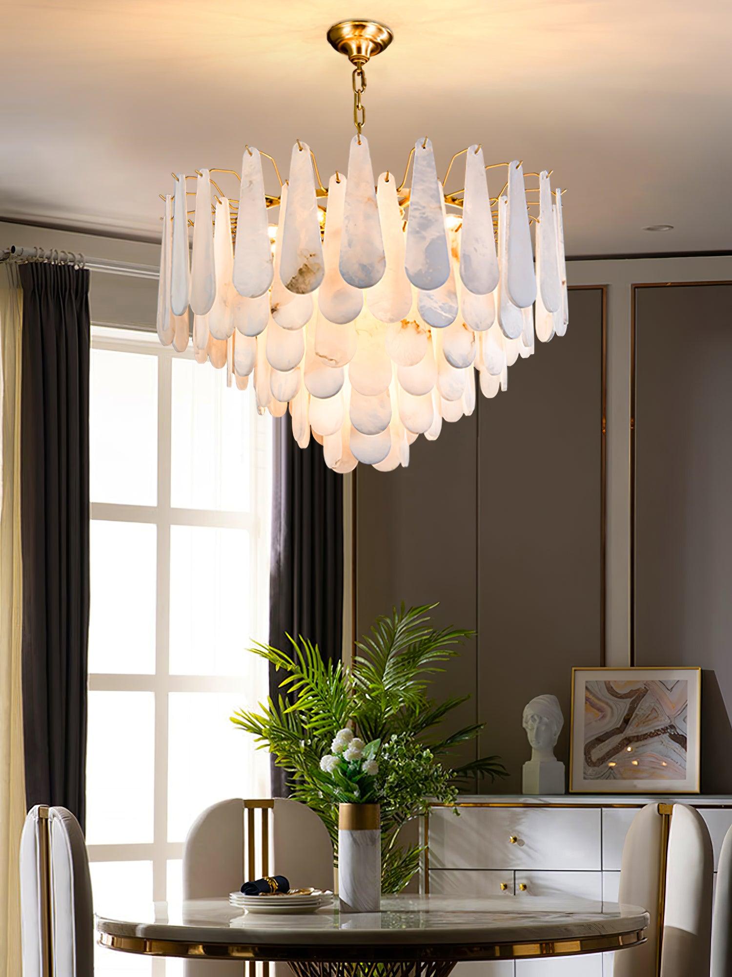 Ucararae Teardrop Alabaster Chandelier - Letslighting