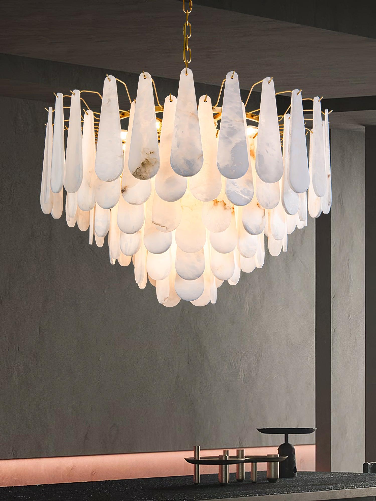 Ucararae Teardrop Alabaster Chandelier - Letslighting