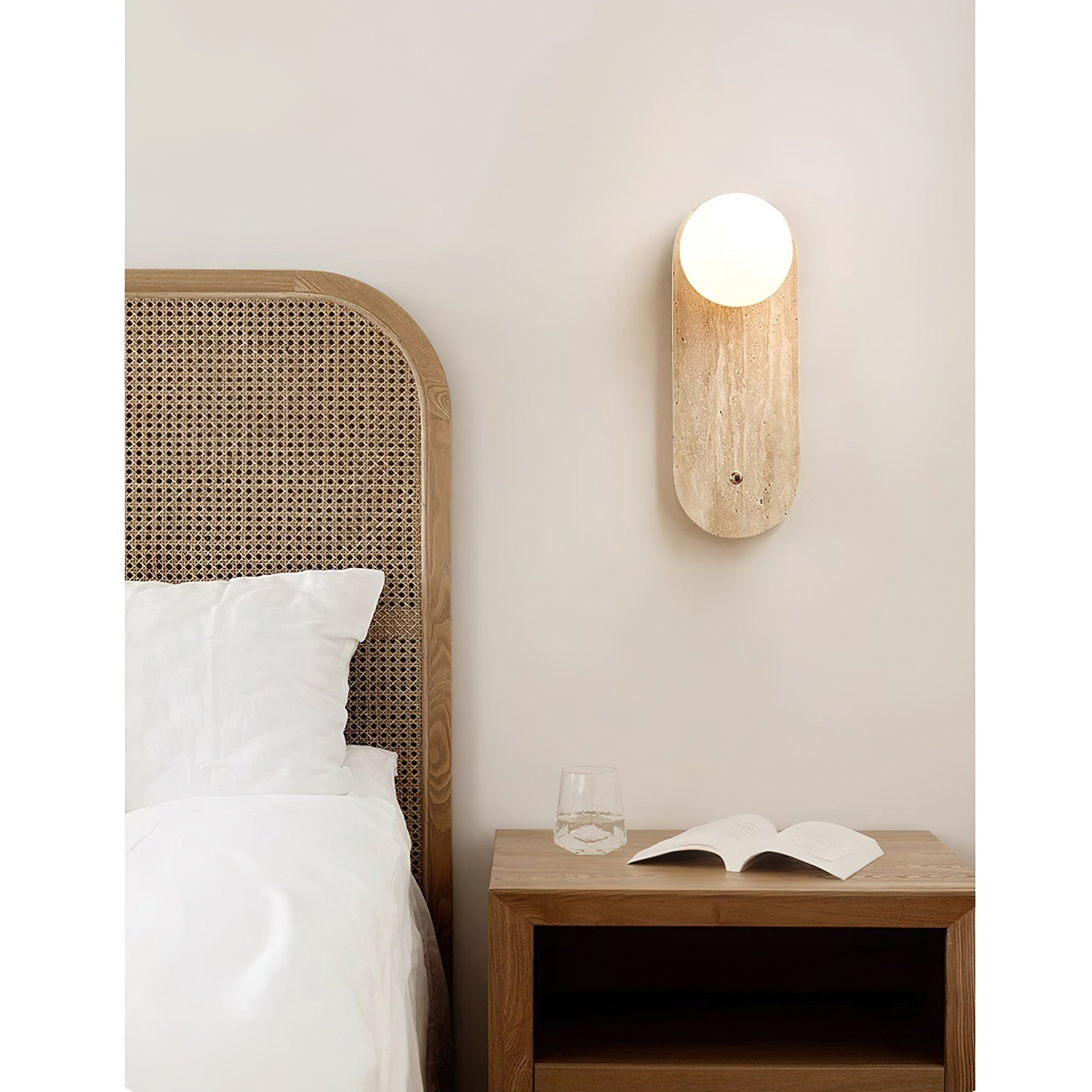 Zeshaen Modern Minimalist Travertine Glass Wall Lamp - Lamp Copper