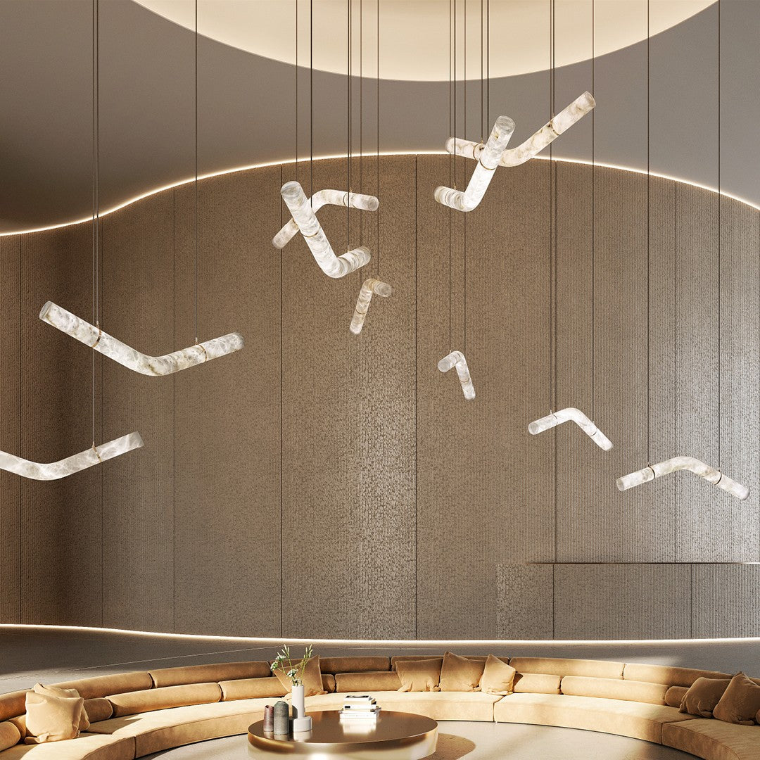 Errina Minimalist Premium Elegance Alabaster Pendant Light - Lamp Copper