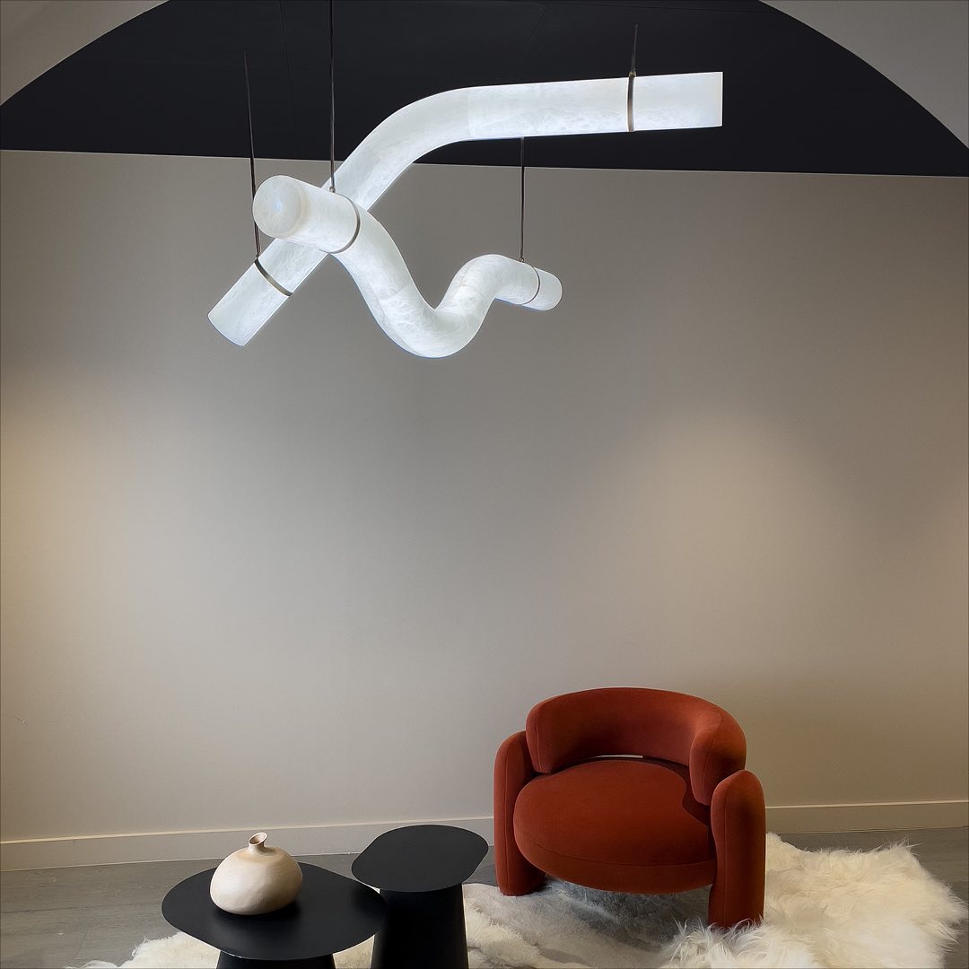 Errina Minimalist Premium Elegance Alabaster Pendant Light - Lamp Copper