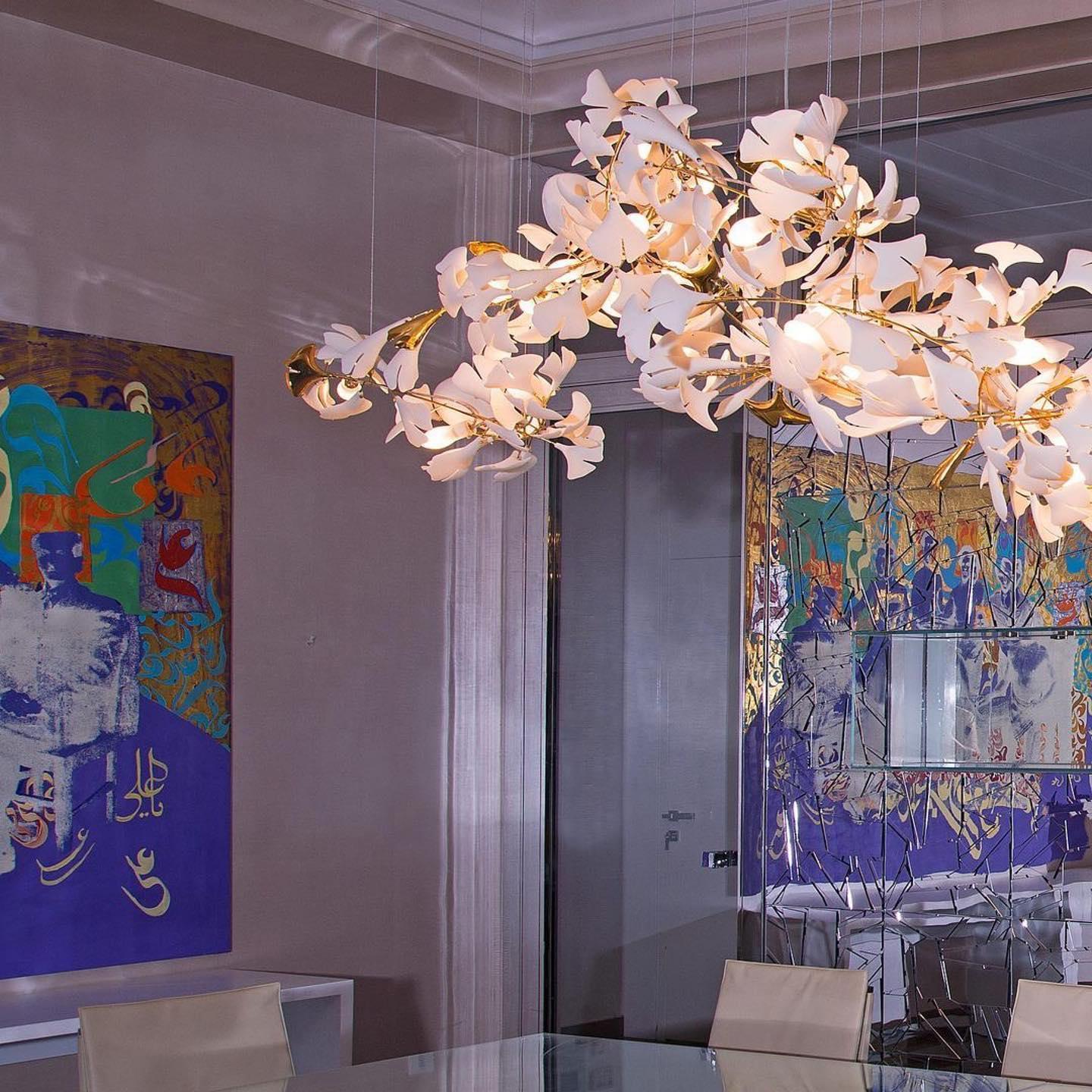 Olivia Ceramic Gingko Leaf Chandelier Organic Curves - Letslighting