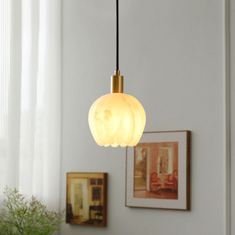 Ritta Pendant Light Flower-shaped  Alabaster