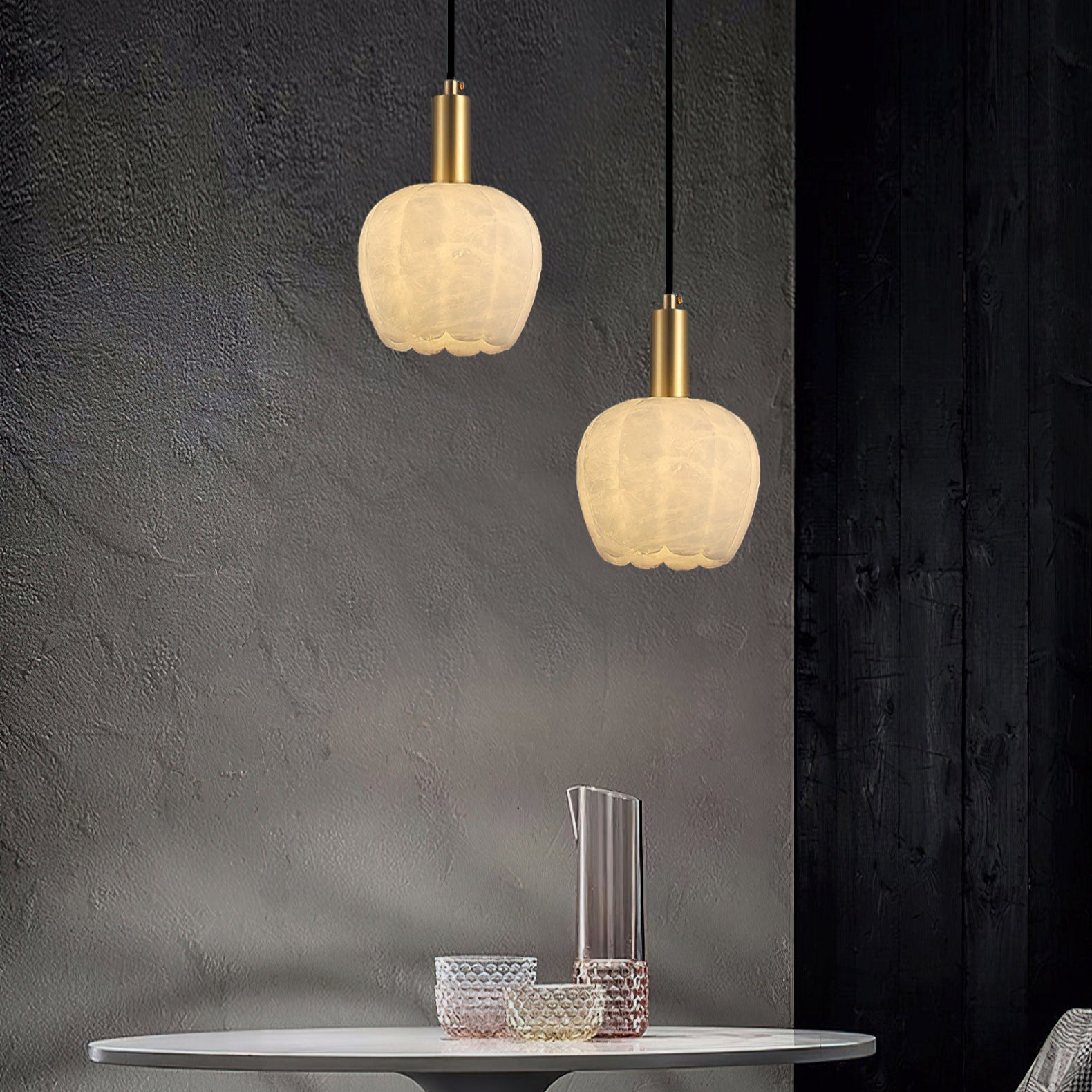 Ritta Pendant Light Flower-shaped  Alabaster