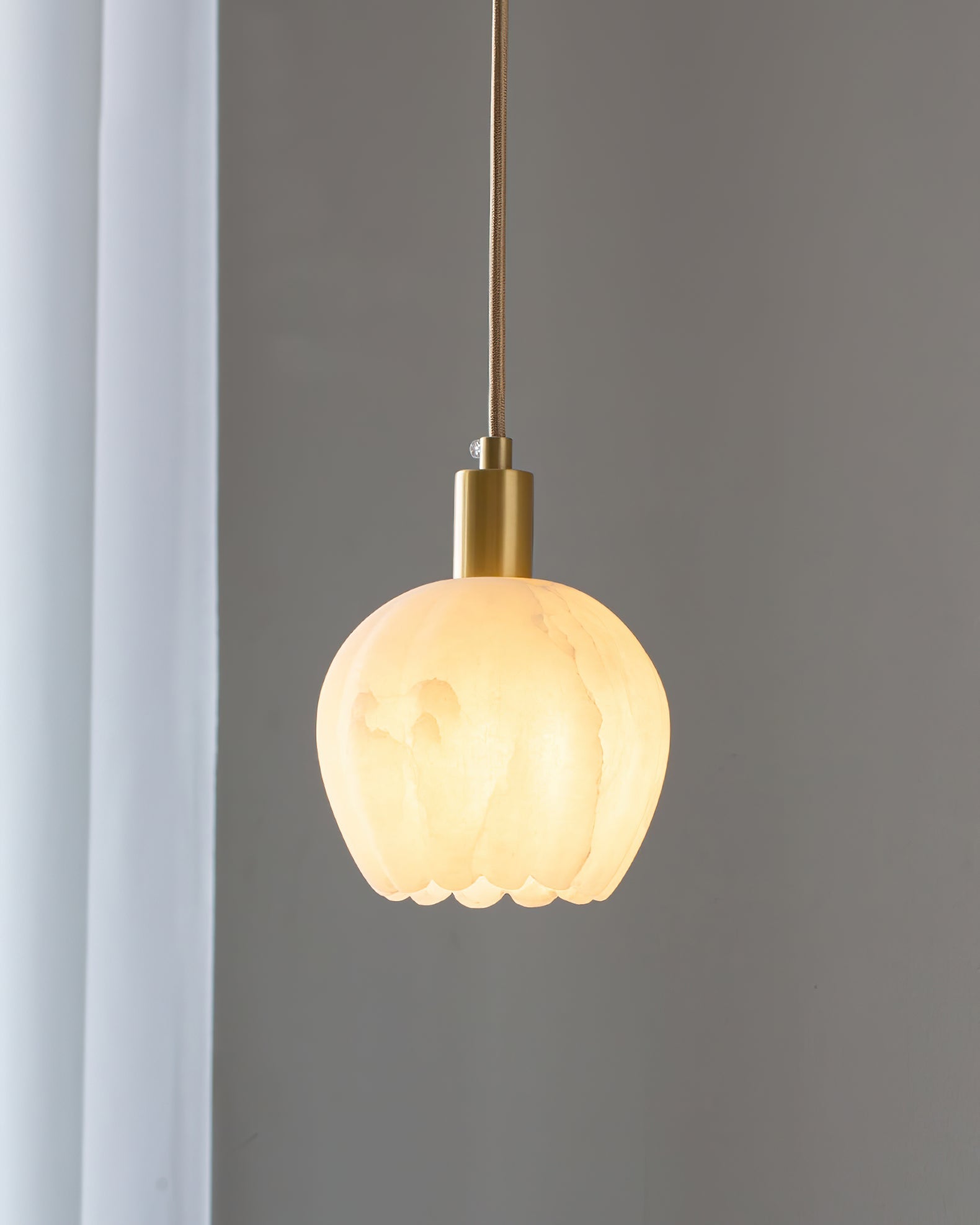 Olraeos Modern Minimalist Brass Alabaster Pendant Light - Lamp Copper
