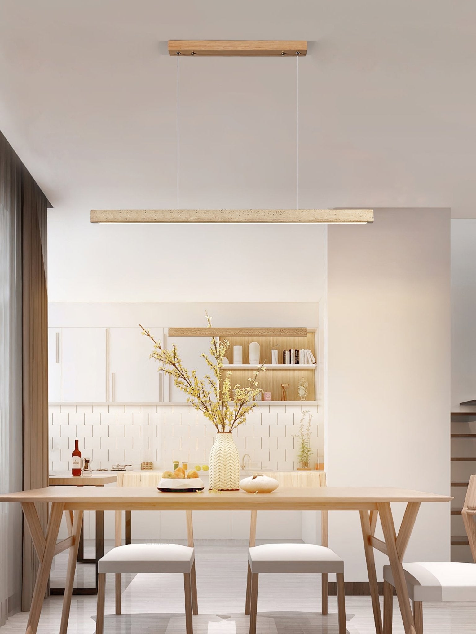 Imiror Minimalist Travertine Linear Pendant Light - Letslighting