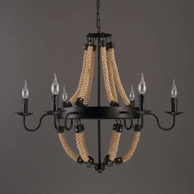 Epoch Industrial LED Lámpara colgante Metal/Cuerda Negro Salón/Bar