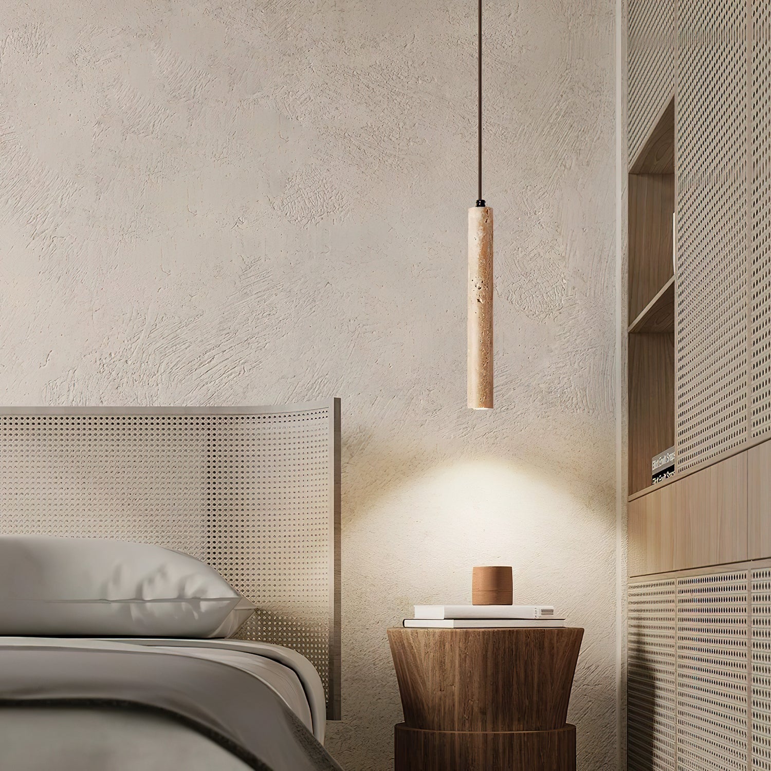 Olvynarae Cylindrical Travertine Pendant Light - Letslighting