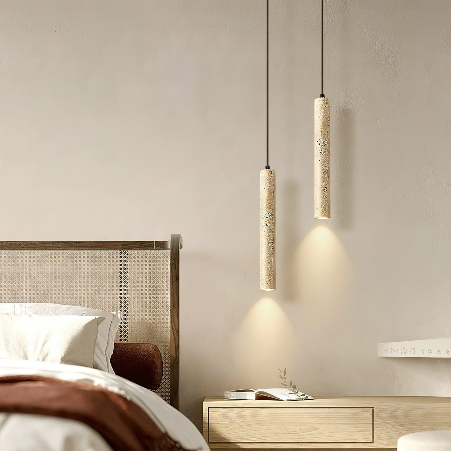 Olvynarae Cylindrical Travertine Pendant Light - Letslighting