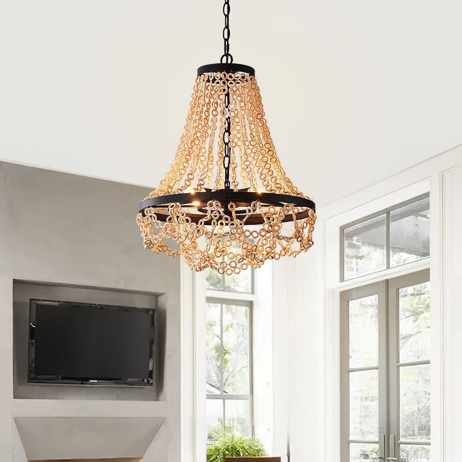 Vevyniel Postmodern Luxury Wooden Metal Chandelier - Lamp Copper
