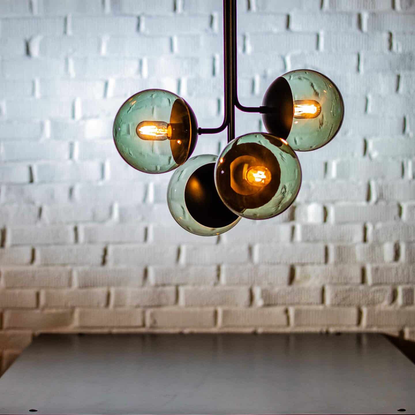 Uzorus Art Bouquet Velvet Green Glass Chandelier - Lamp Copper