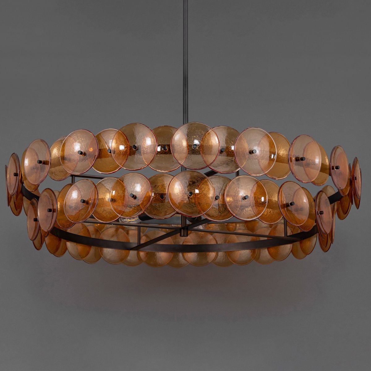 Aurora Chandelier Amber Pressed Glass Disc Round - Letslighting